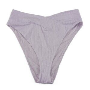 Aerie Women's Jacquard Crossover High Cut Cheeky Bikini Bottom Sz XXL Lilac Ice